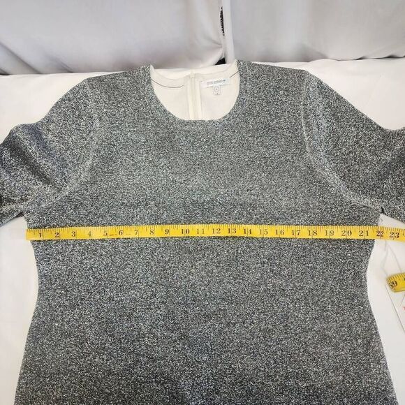 GOOD AMERICAN Bell-Sleeve Silver Metallic Sparkle Mini Dress Size 6 NWT F21 - Picture 7 of 12
